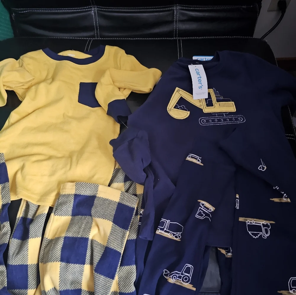 Carters Kids' 4-piece Pajamas nwt Construction pants long sleeves